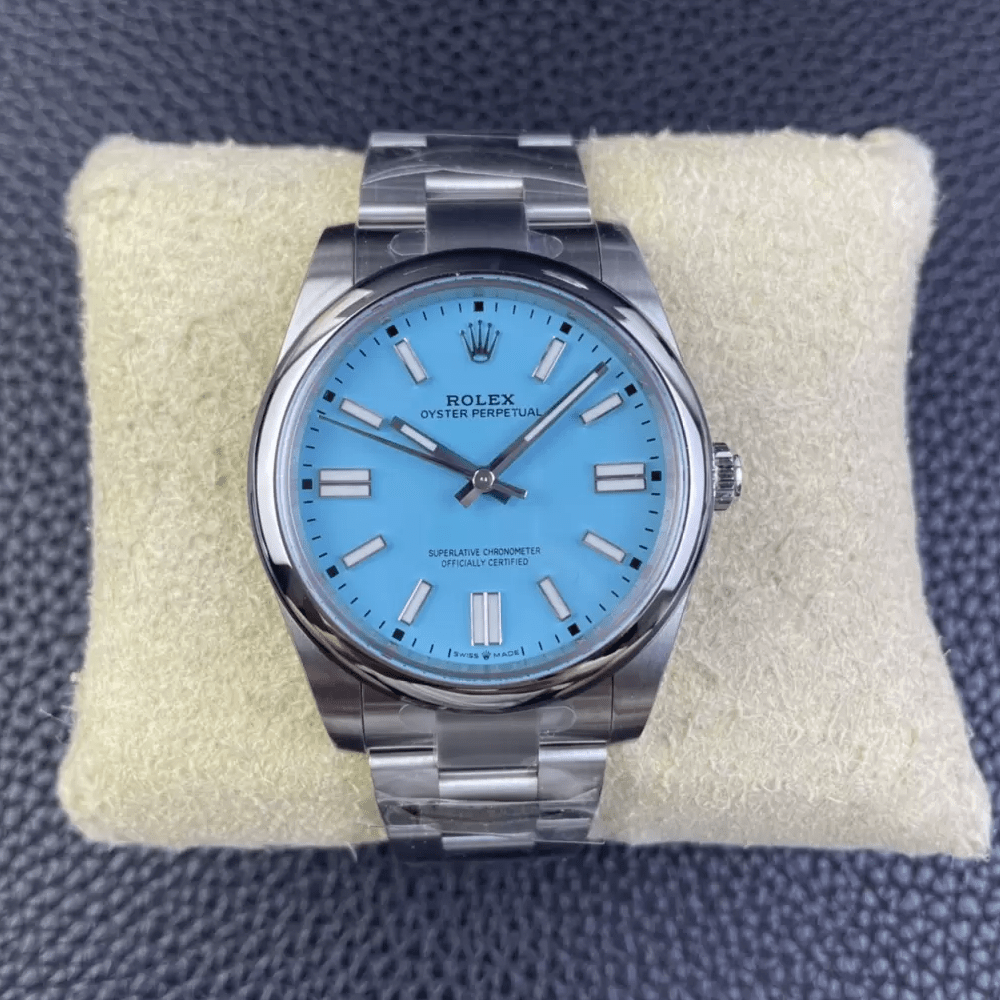 롤렉스 오이스터 퍼페츄얼 터콰이즈 블루다이얼 바인덱스 SS 브레이슬릿 41mm 124300