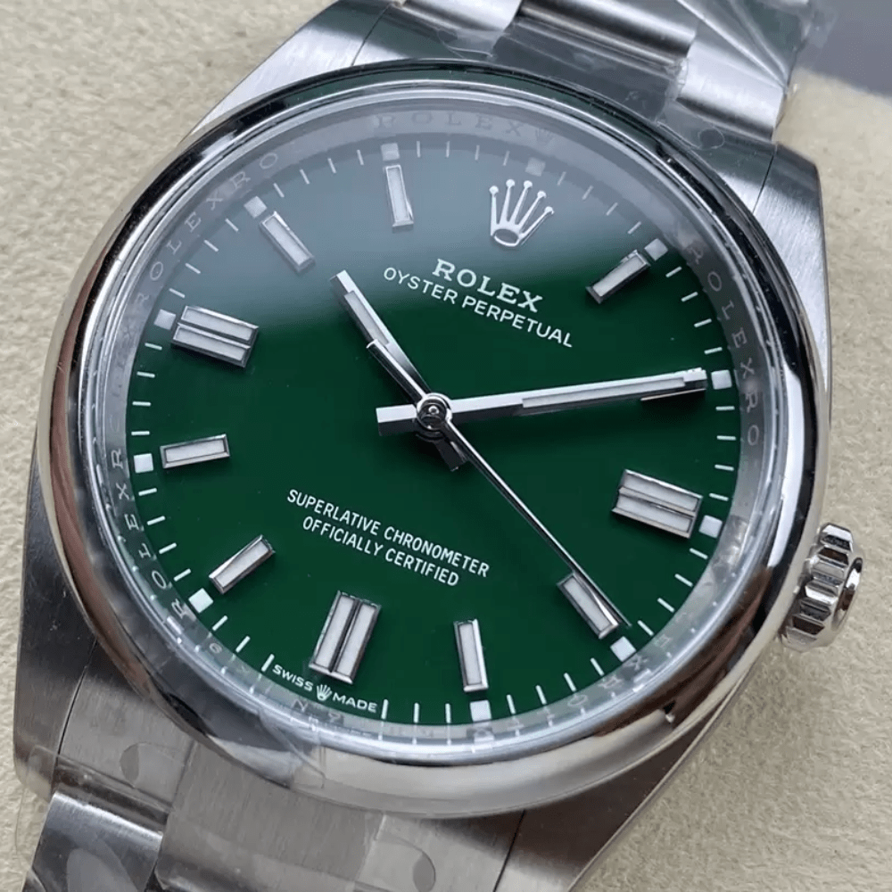 롤렉스 오이스터 퍼페츄얼 그린 다이얼 바인덱스 SS 브레이슬릿 36mm 126000