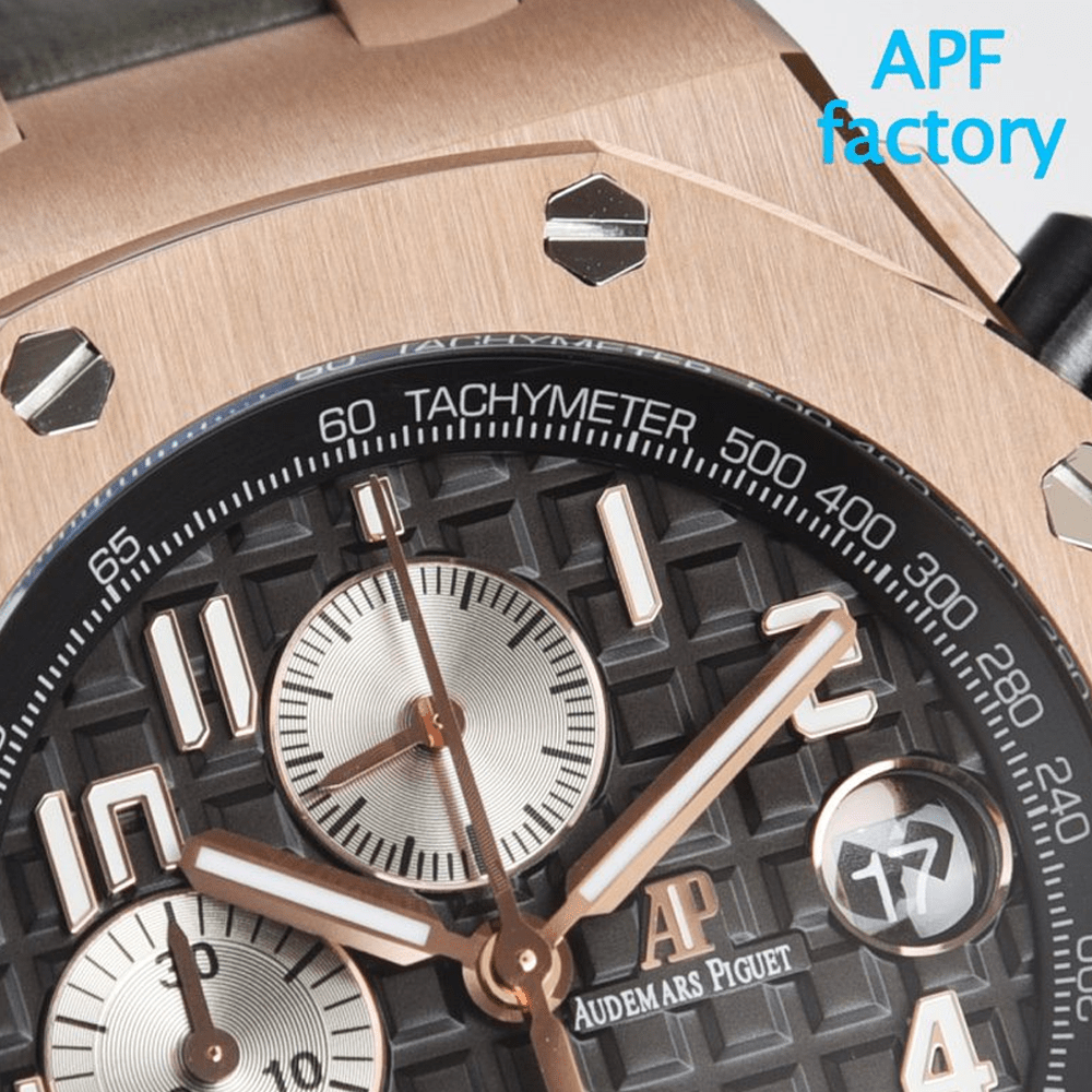 오데마피게 로얄오크 오프쇼어 다이버 크로노그래프 블렉 다이얼 RG 블랙 가죽 스트랩 42mm 26470OR