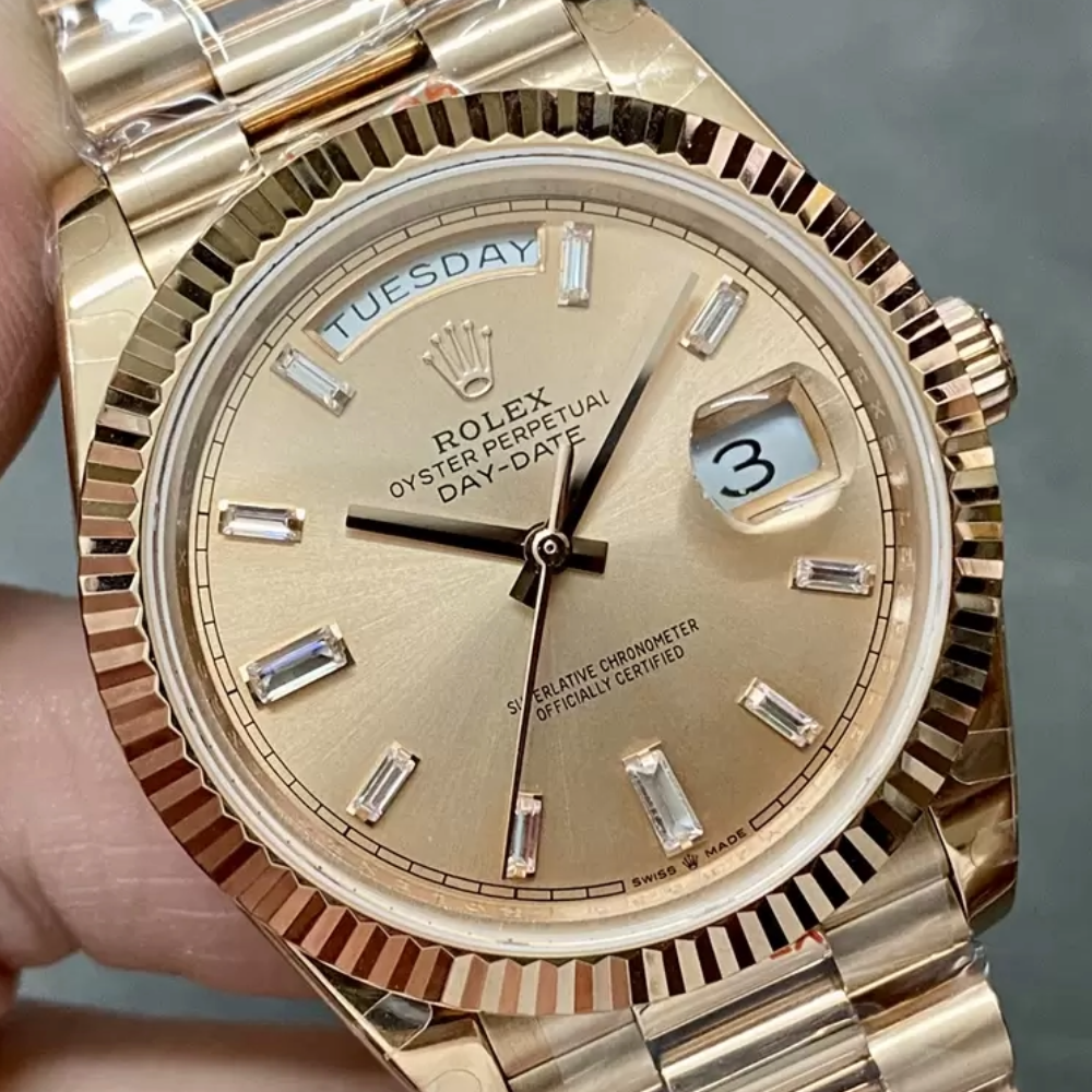 롤렉스 데이데이트 로즈골드 다이얼 바게트 다이아 금통 40mm  V3(텅스텐 헤비 버전) 228235