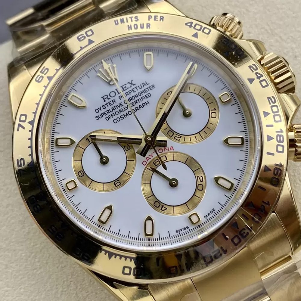 롤렉스 데이토나 크로노그래프 화이트 다이얼 바인덱스 YG 금통 40mm 116508