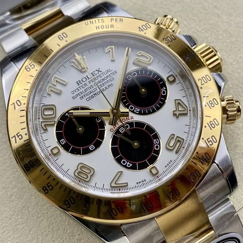 롤렉스 데이토나 크로노그래프 팬더 화이트 다이얼 YG 콤비 40mm 116523
