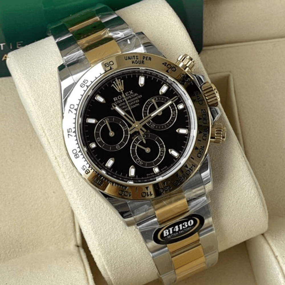 롤렉스 데이토나 크로노그래프 블랙 다이얼 바인덱스 YG 콤비 40mm 116503