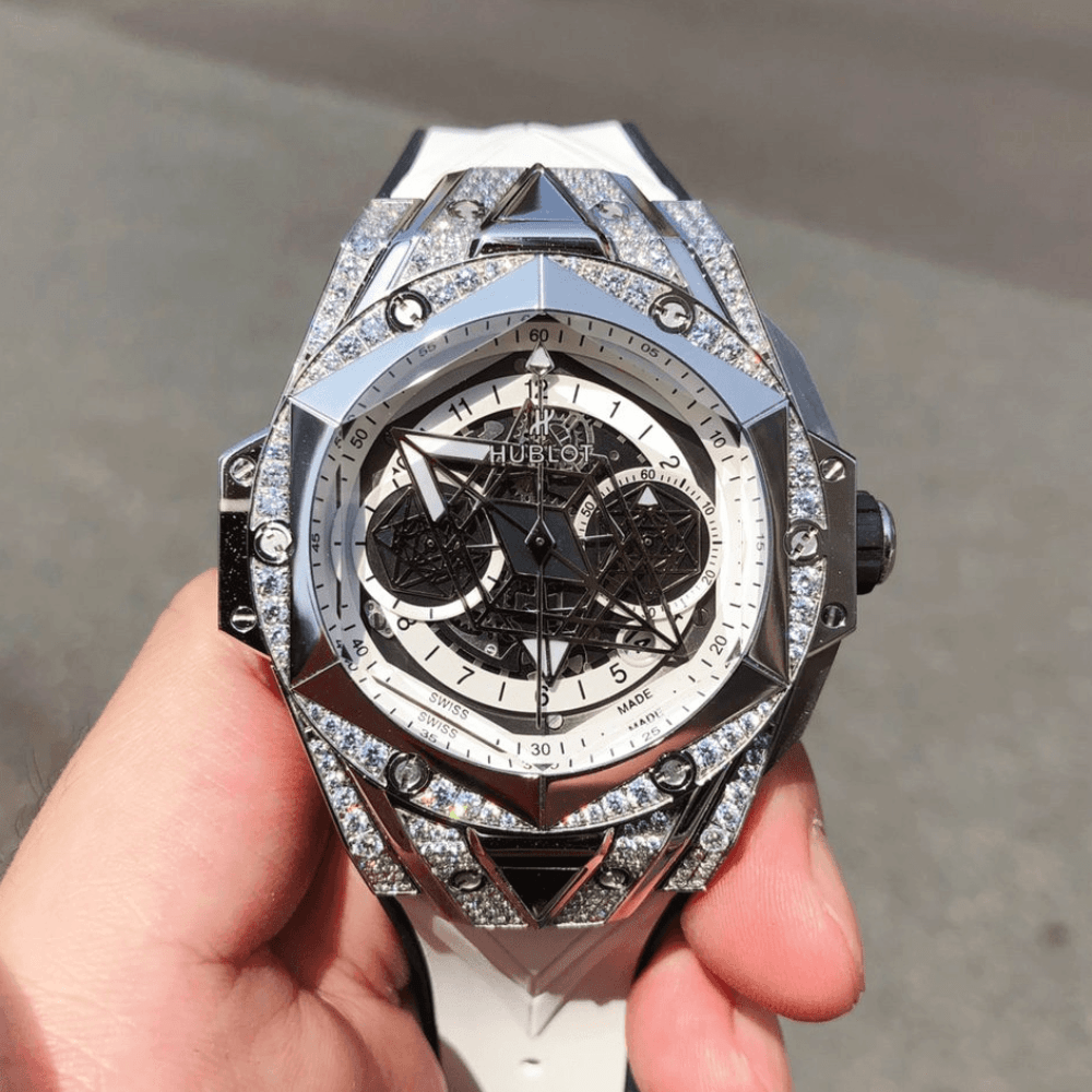 위블로 빅뱅 상 블루 II 풀다이아 티타늄 러버 스트랩 45mm 418.NX.2001.RX.1604.MXM20