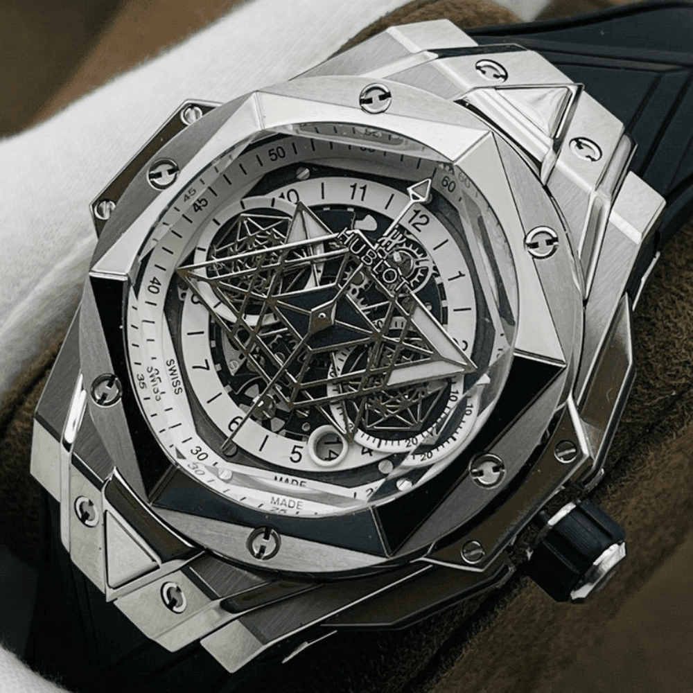 위블로 빅뱅 상 블루 II 화이트 티타늄 러버 스트랩 45mm 418.NX.2001.RX.MXM20