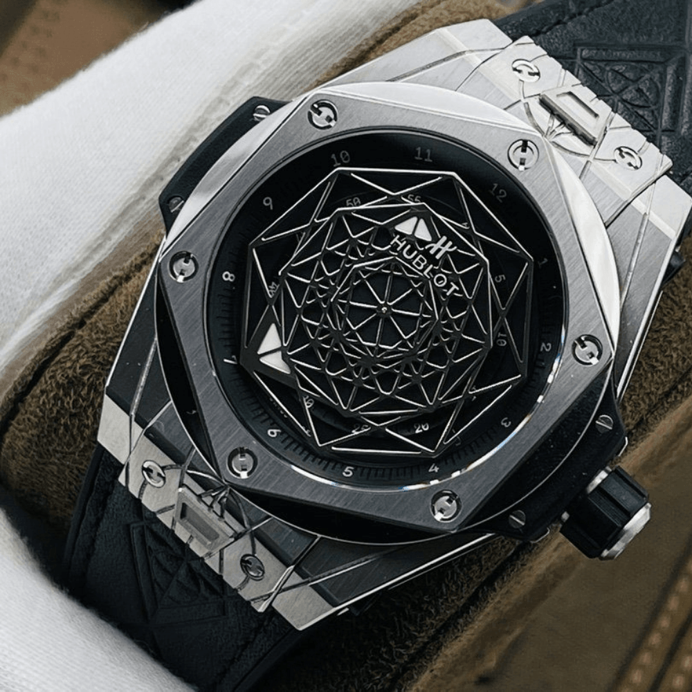 위블로 빅뱅 상 블루 티타늄 블랙 가죽 스트랩 45mm 415.NX.1112.VR.MXM16