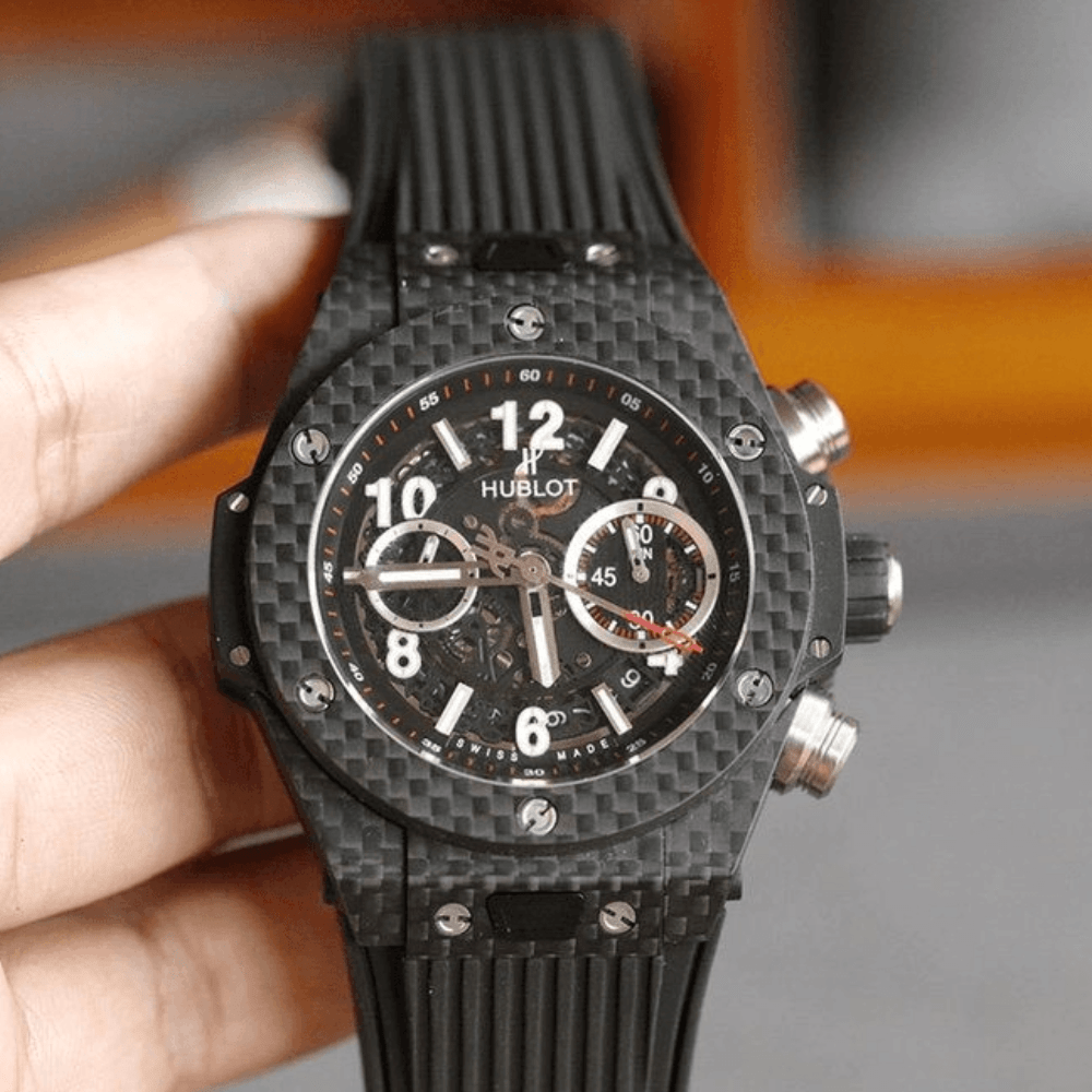 위블로 빅뱅 유니코 블랙 카본 스켈레톤 다이얼 블랙 러버 스트랩 45.5mm 411.HX.1170.RX