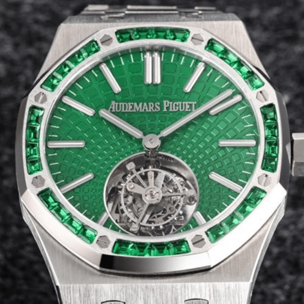 오데마피게 로얄오크 플라잉 투르비옹 그린 다이얼 SS 브레이슬릿 41mm 26532IC