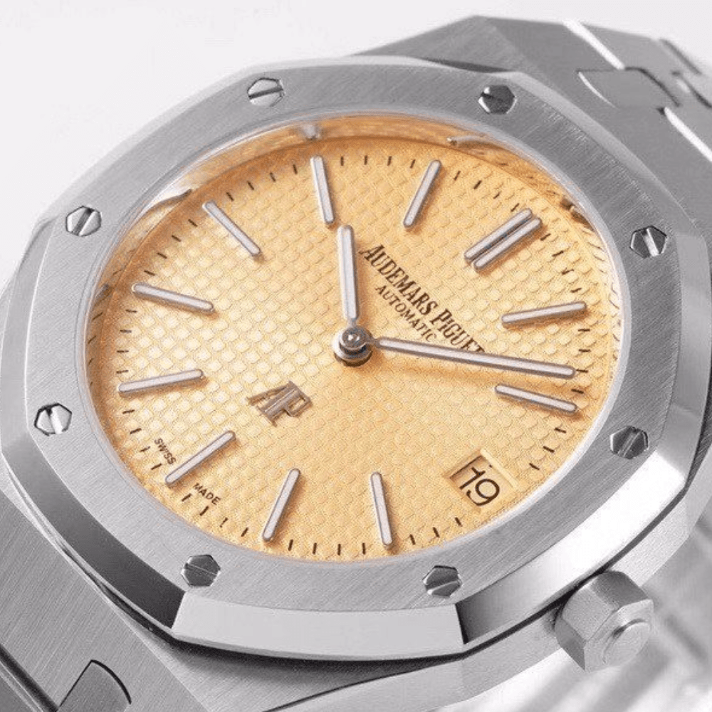 오데마피게 로얄오크 골드 텍스처 다이얼 스틸 SS 브레이슬릿 39mm 15202BC