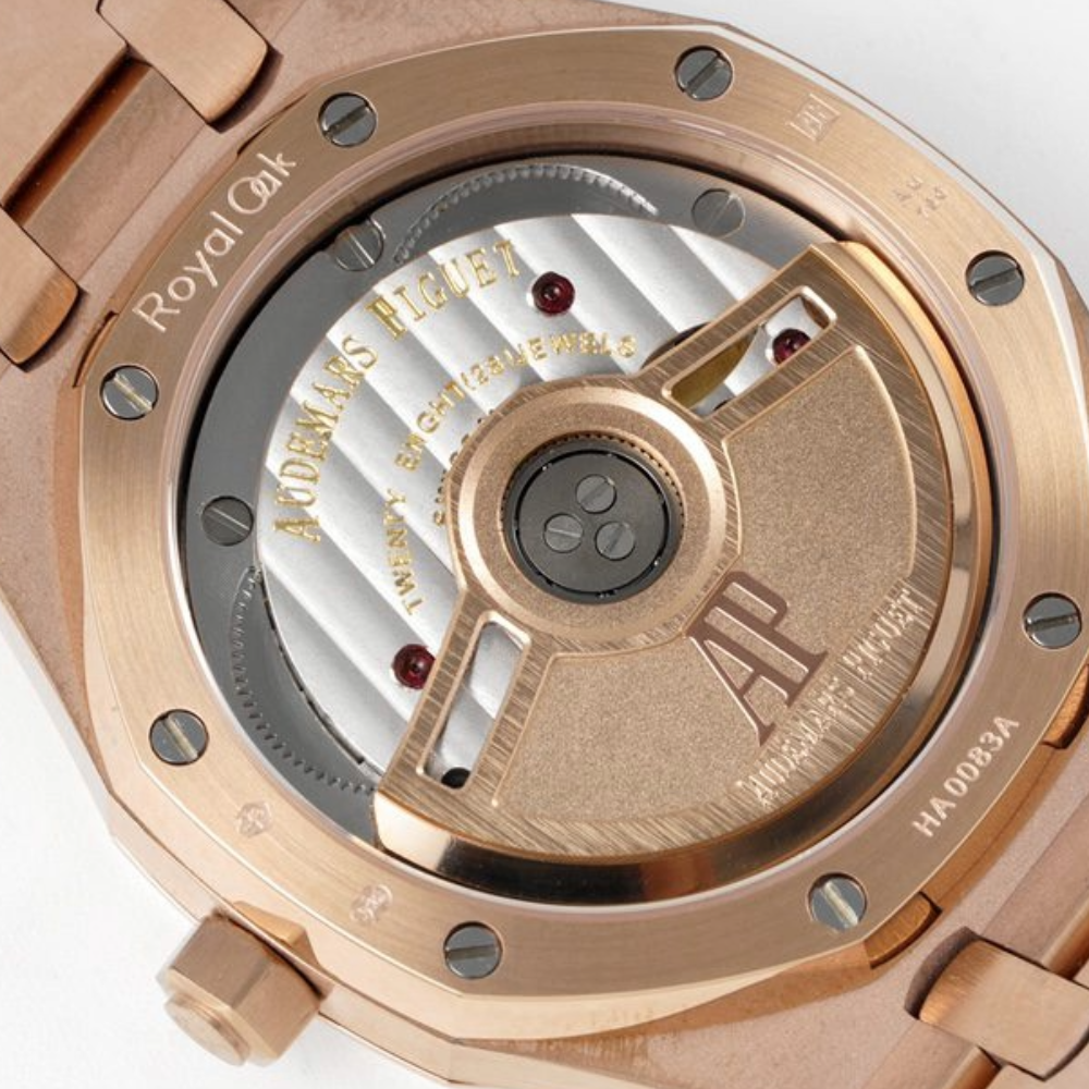 오데마피게 로얄오크 레이디 화이트 다이얼 다이아베젤 로즈골드 금통 34mm 77351OR