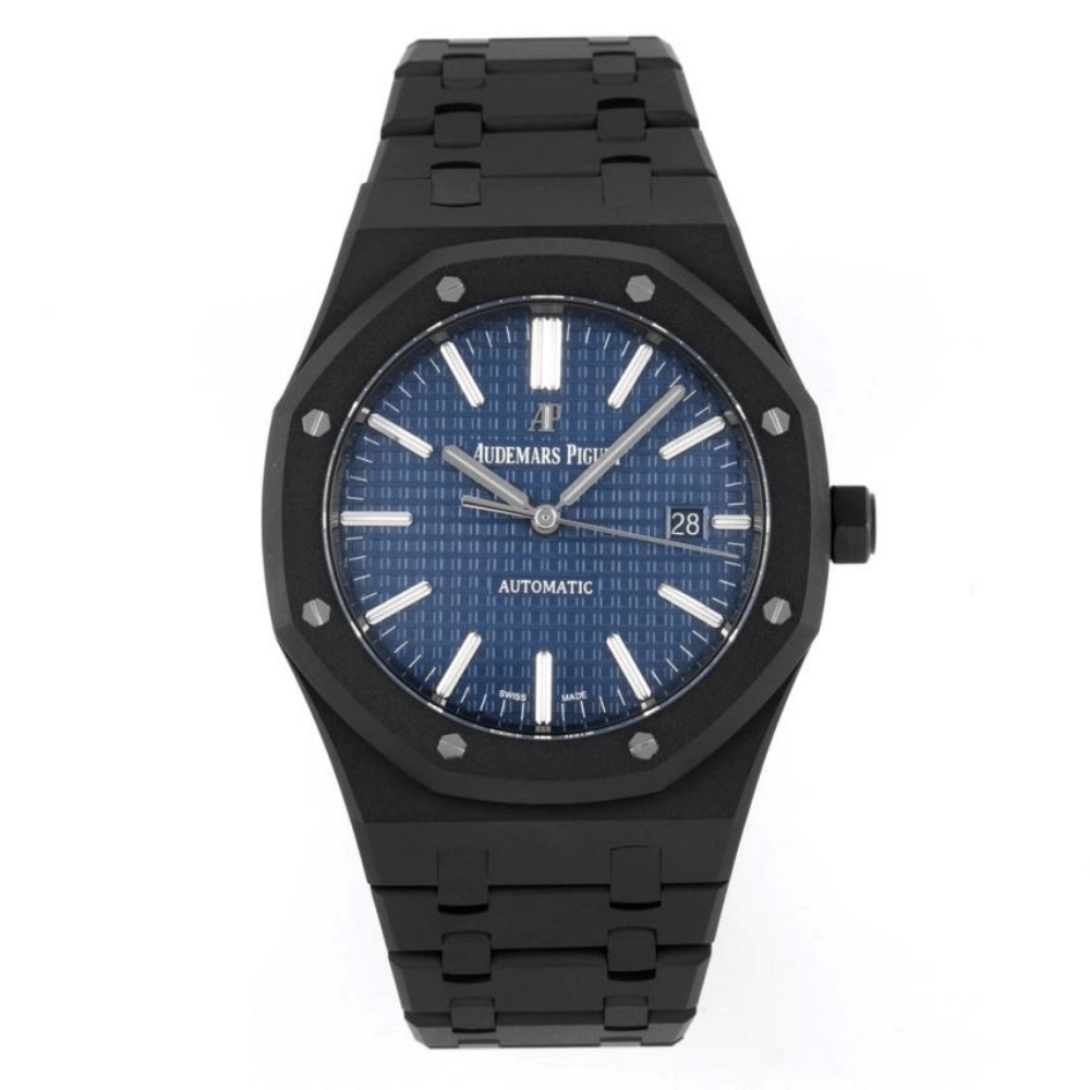 오데마피게 로얄오크 블루 텍스처 다이얼 DLC 브레이슬릿 41mm 15400ST