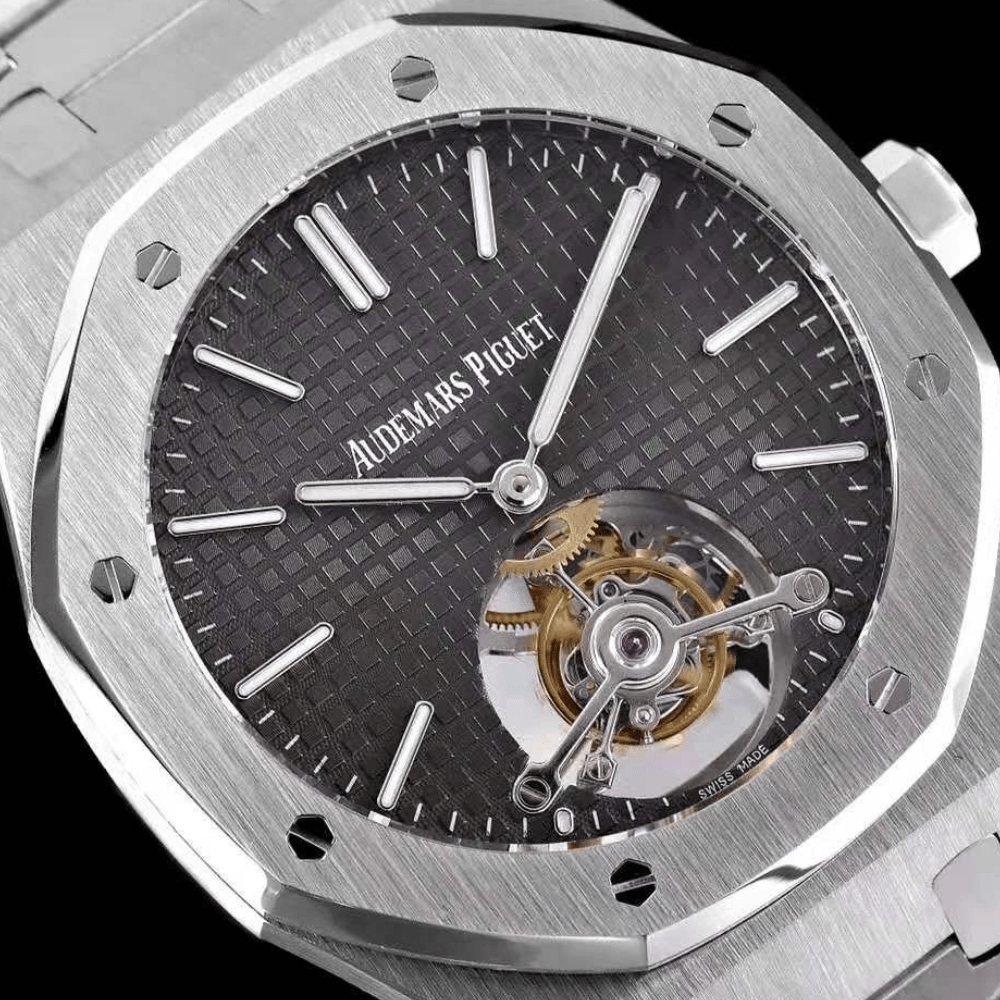 오데마피게 로얄오크 투르비옹 엑스트라씬 그레이 다이얼 스틸 SS 브레이슬릿 41mm 26510