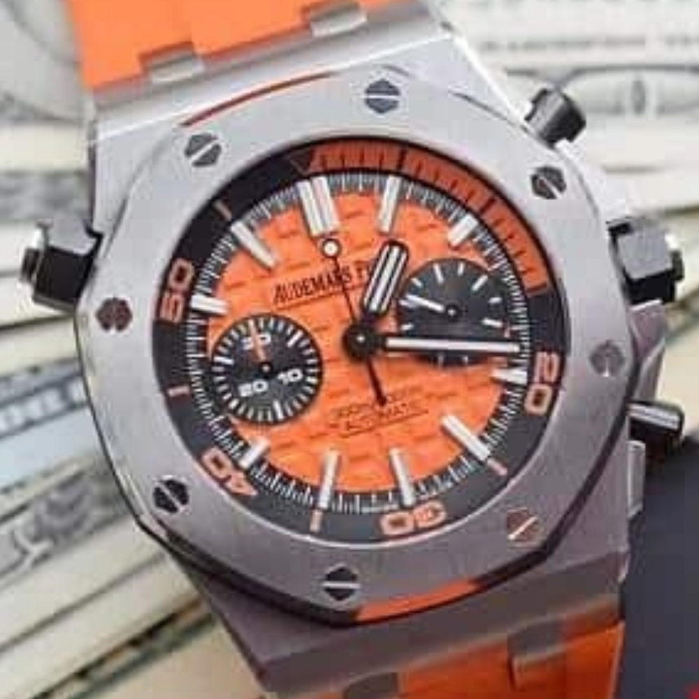 오데마피게 로얄오크 오프쇼어 다이버 오엔지 다이얼 스틸 러버 스트랩 V2 42mm 26703ST