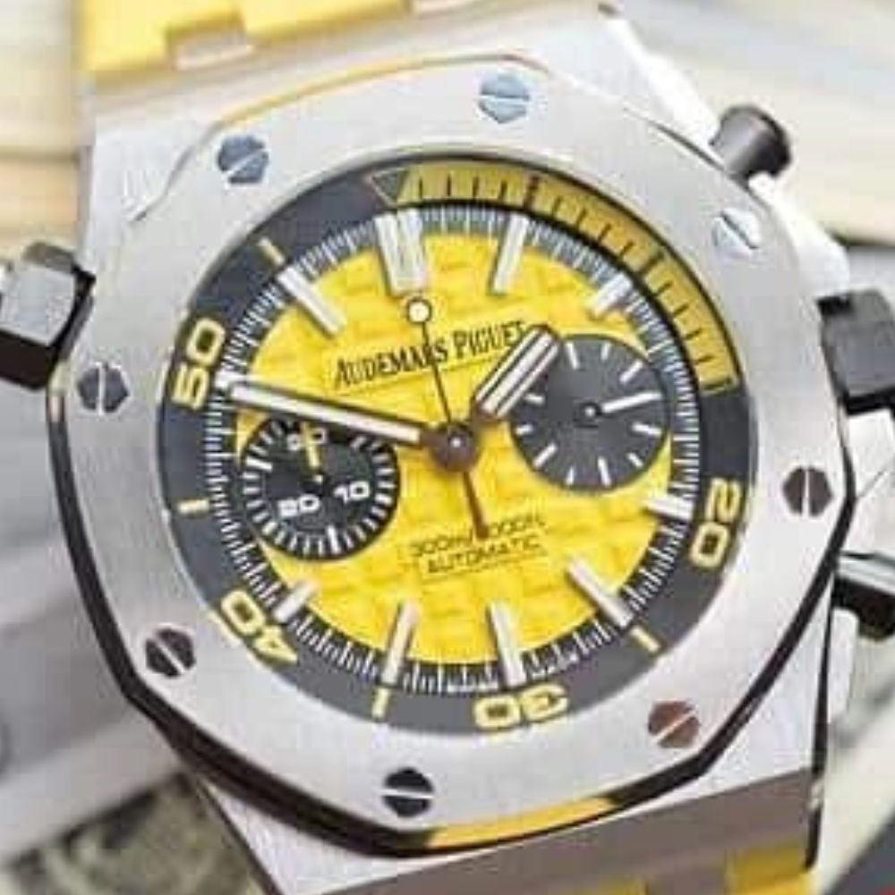 오데마피게 로얄오크 오프쇼어 다이버 옐로우 다이얼 스틸 러버 스트랩 V2 42mm 26703ST