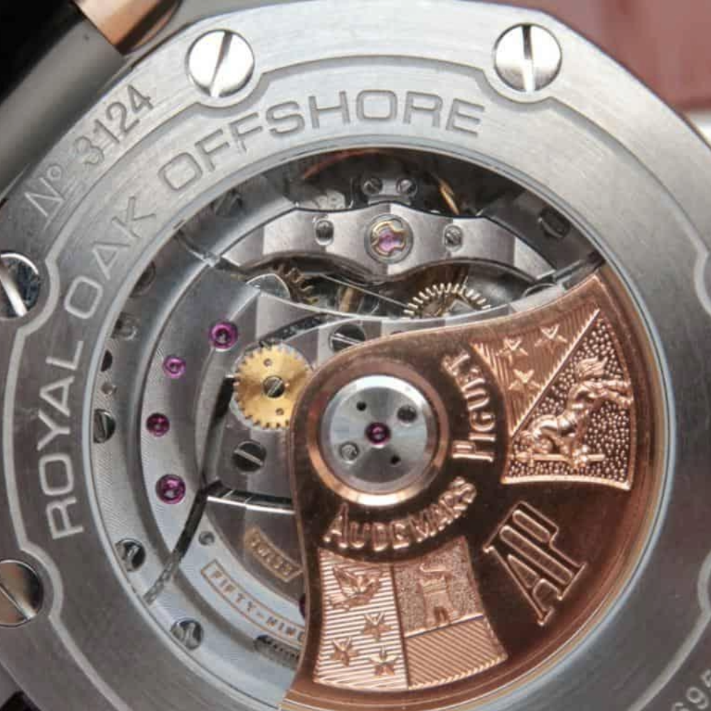 오데마피게 로얄오크 오프쇼어 블루 다이얼 로즈골드 블랙 가죽스트랩 42mm 26471SR