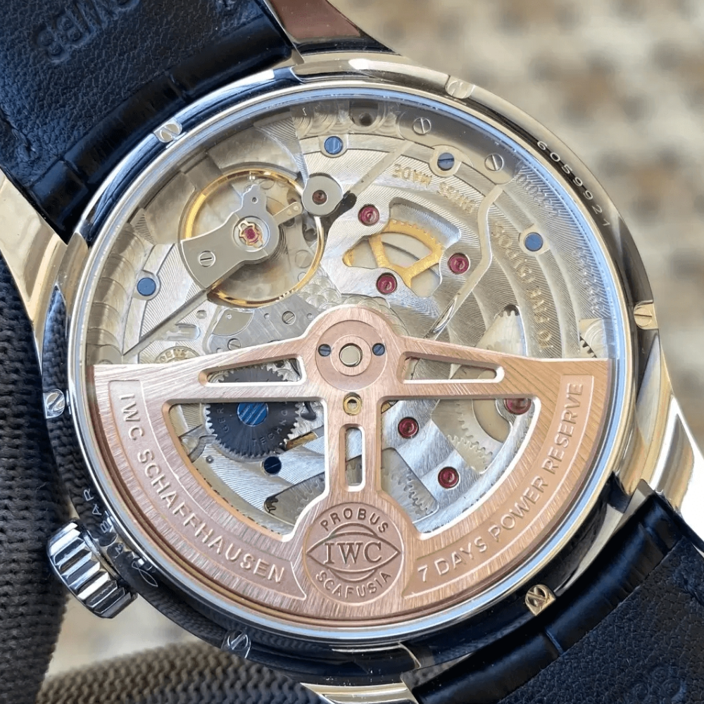 IWC 포르투기저 퍼페츄얼 캘린더 화이트골드 블루 다이얼 44mm IW503401