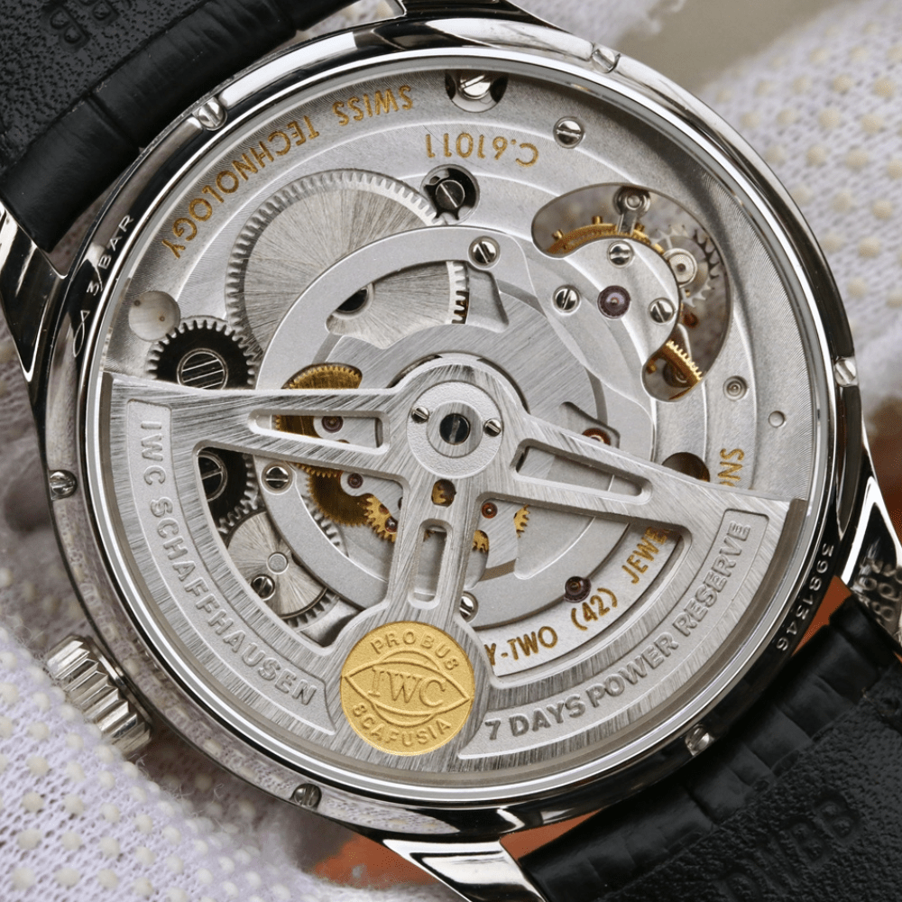 IWC 포르투기저 투르비옹 화이트 다이얼 레더 스트랩 44mm IW5463