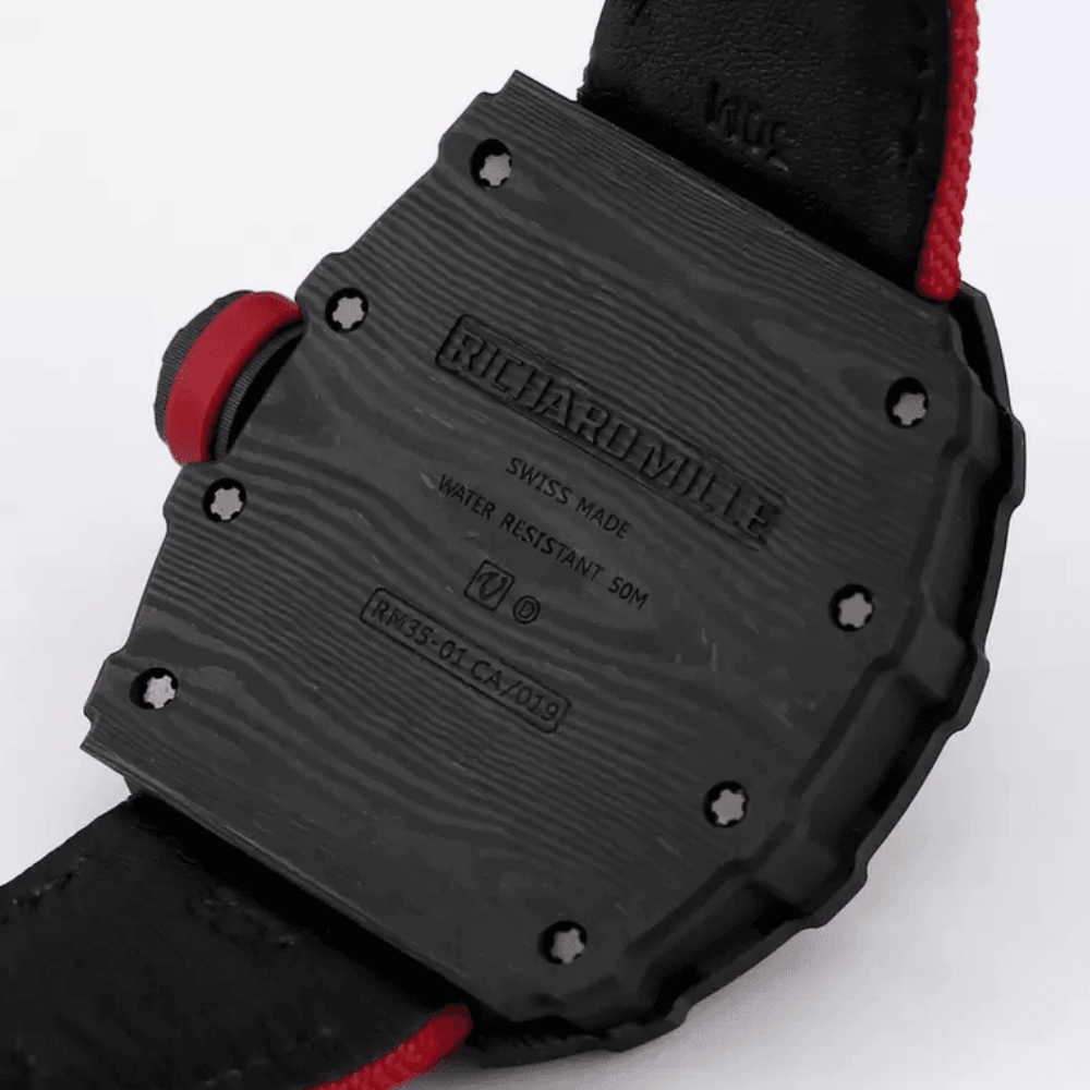 리차드밀 라파엘 나달 블랙 카본 스켈레톤 다이얼 레드 우븐 스트랩 RM35-01