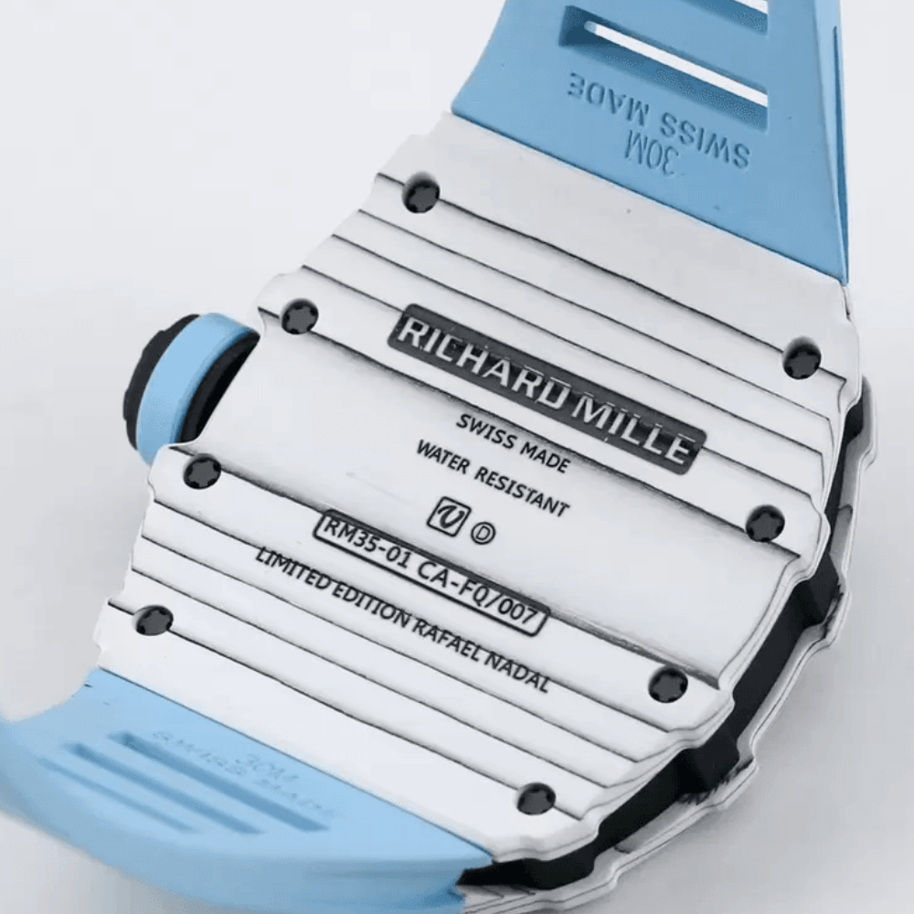 리차드밀 라파엘 나달 화이트 카본 스켈레톤 다이얼 블루 러버 스트랩 RM35-01