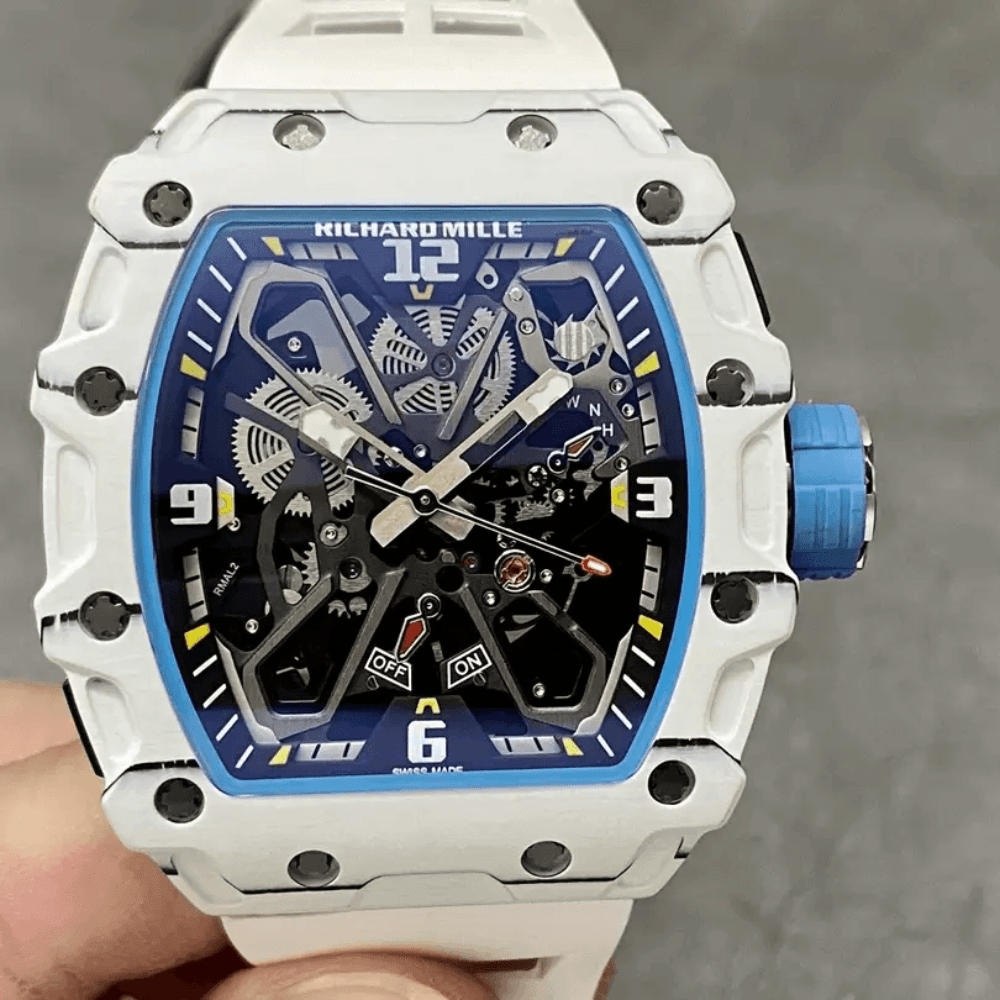 리차드밀 라파엘 나달 화이트 카본 스켈레톤 다이얼 화이트 러버 스트랩 RM35-03