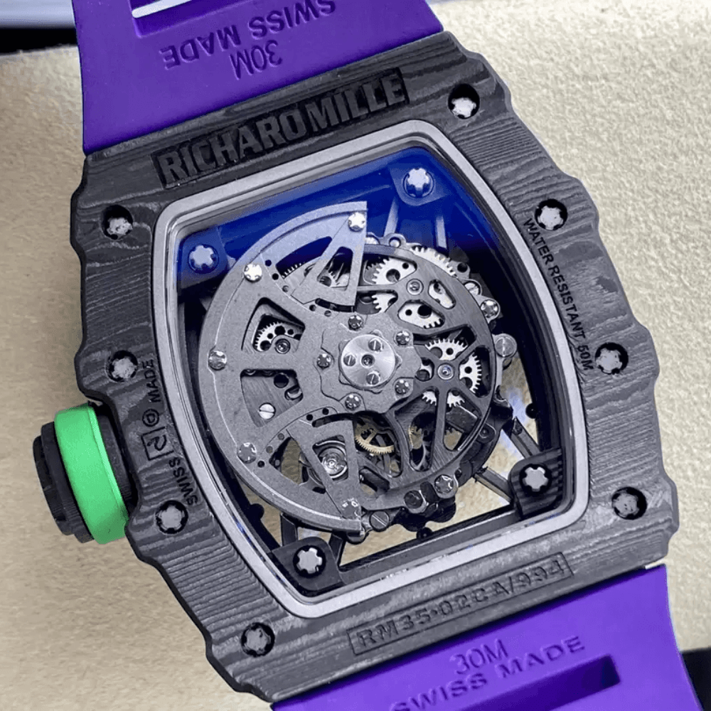 리차드밀 라파엘 나달 블랙 카본 스켈레톤 다이얼 퍼플 러버 스트랩 RM35-02