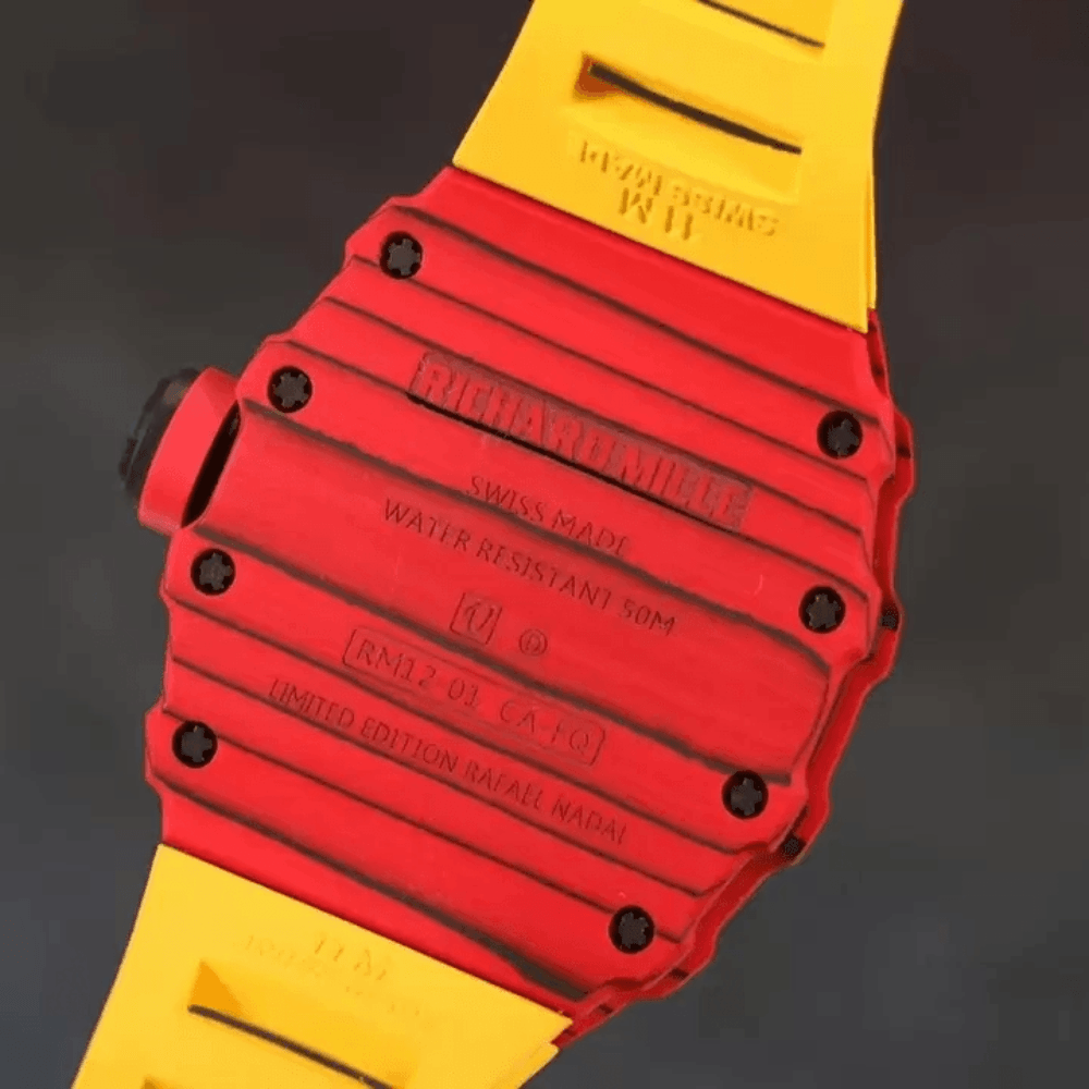 리차드밀 투르비옹 레드 카본 옐로우 러버밴드 RM12-01