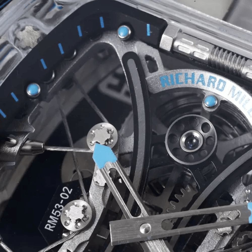 리차드밀 트랜스페어런트 사파이어 화이트 러버밴드 RM53-02