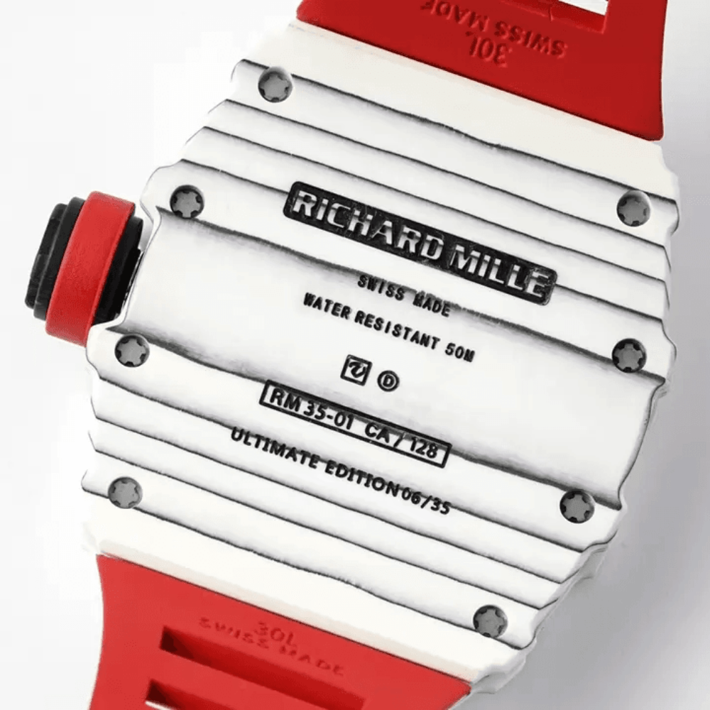 리차드밀 화이트 카본 스켈레톤 다이얼 레드 러버밴드 RM35-01