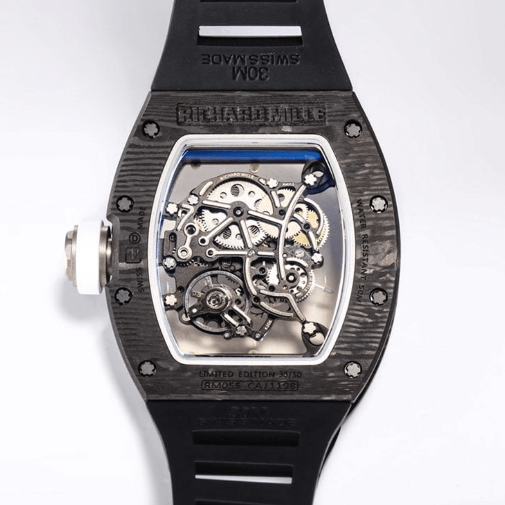 리차드밀 부바왓슨 블랙 NTPT 카본 스켈레톤 다이얼 블랙 러버밴드 RM-055