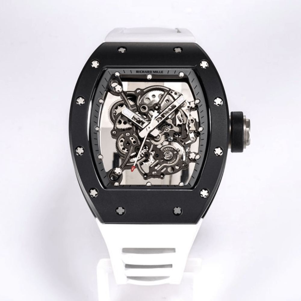 리차드밀 부바왓슨 블랙 세라믹 화이트 러버밴드 RM-055