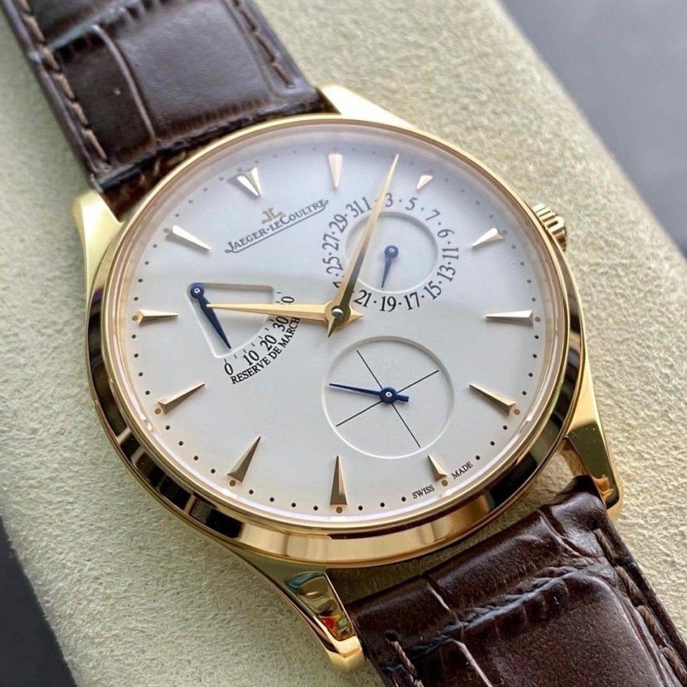 예거 르쿨트르 마스터 울트라 씬 레저브 드 마르쉐 로즈골드 레더 스트랩 39mm Q1378420