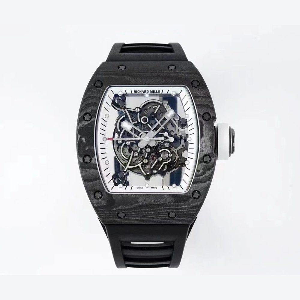 리차드밀 부바왓슨 블랙 NTPT 카본 스켈레톤 다이얼 블랙 러버밴드 RM-055