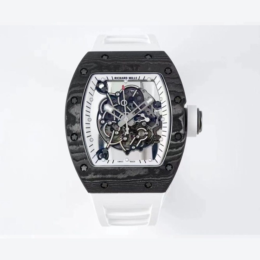 리차드밀 부바왓슨 블랙 NTPT 카본 스켈레톤 다이얼 화이트 러버밴드 RM-055