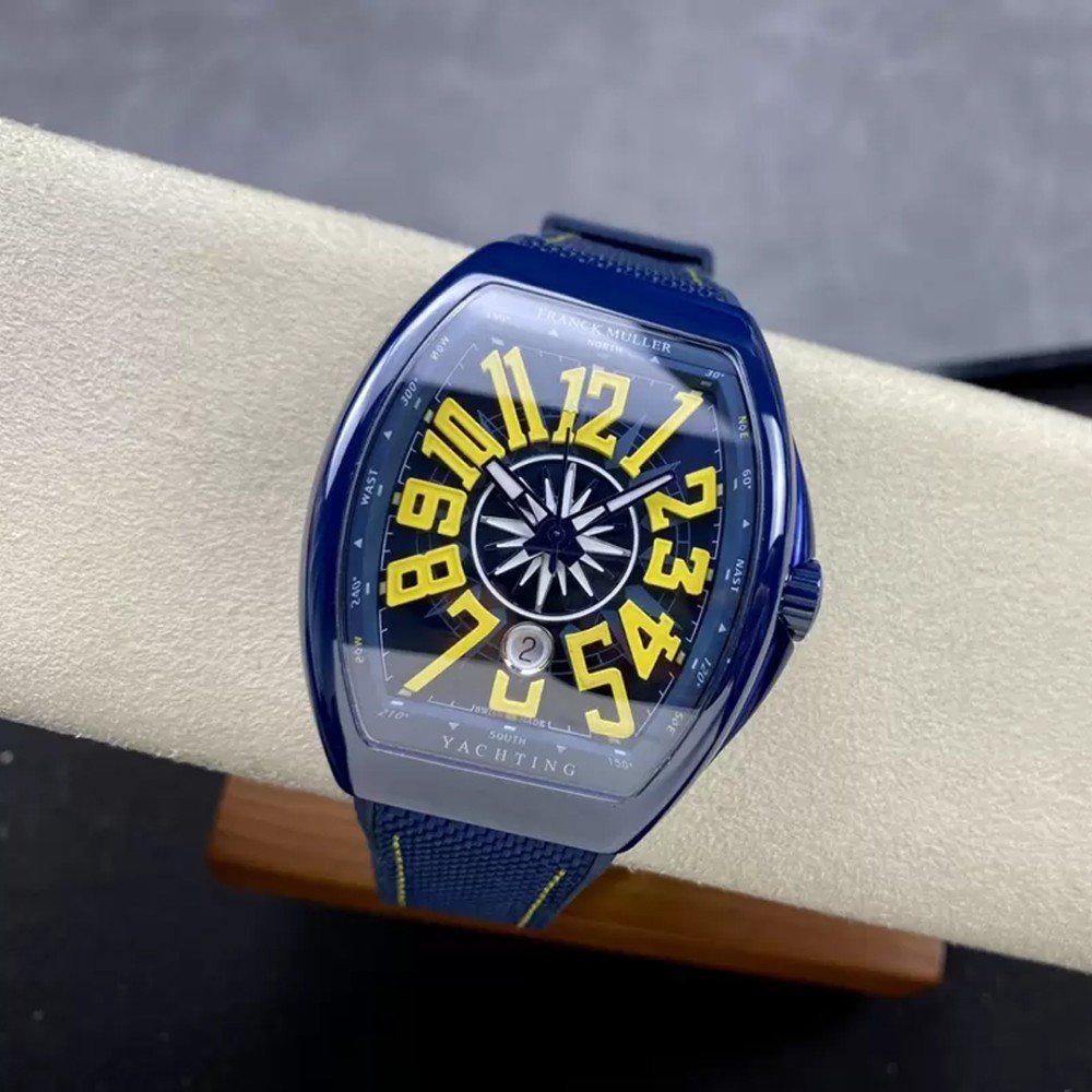 프랭크 뮬러 뱅가드 블루 세라믹 옐로우 포인트 다이얼 한정판 45mm V45
