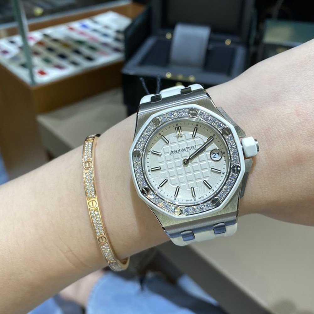 커스텀 오데마피게 로얄오크 화골 금통 다이아베젤 러버밴드 37mm 57540