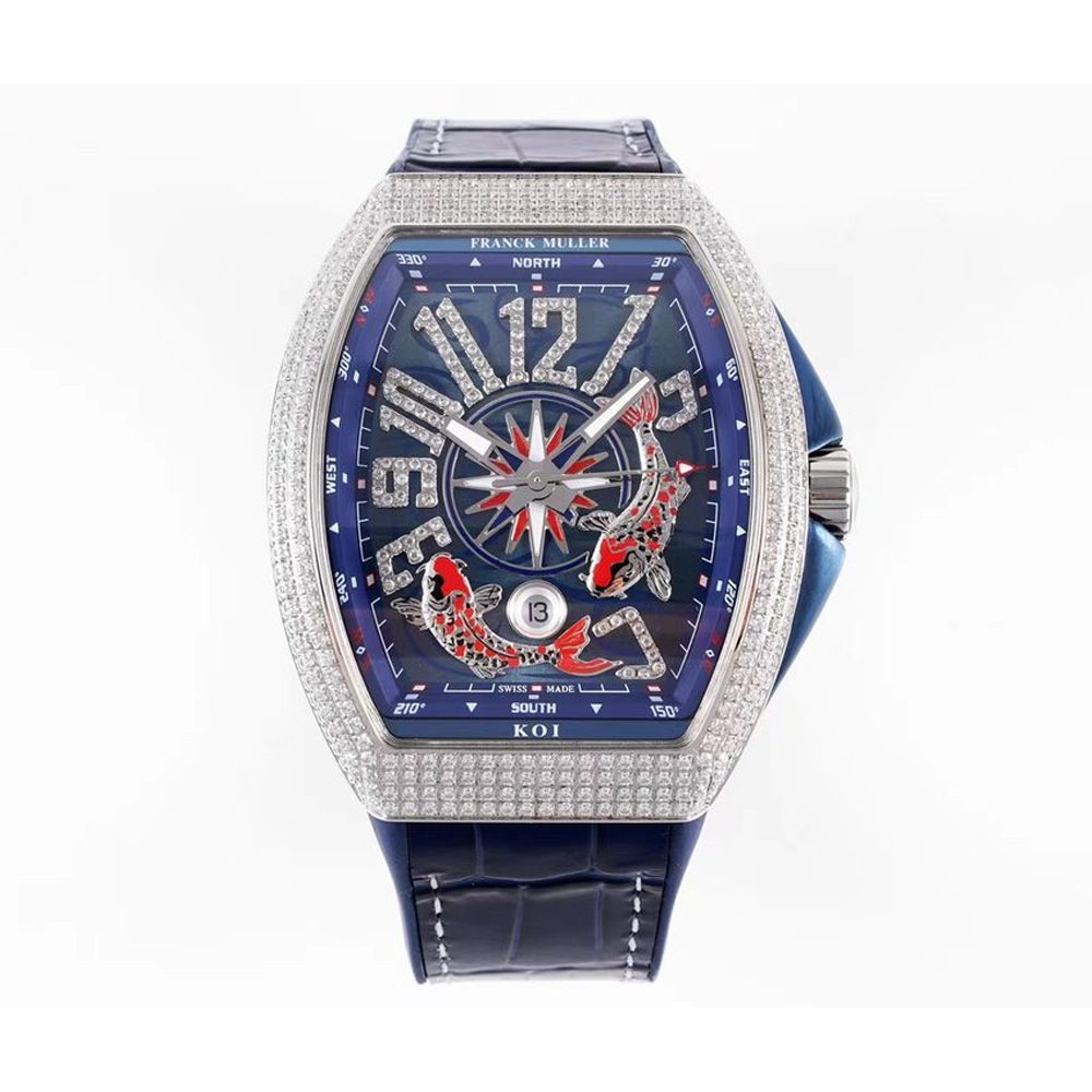 프랭크 뮬러 뱅가드 요팅 블루 다이얼 다이아 베젤 44mm V45 YT SC DT AC BL