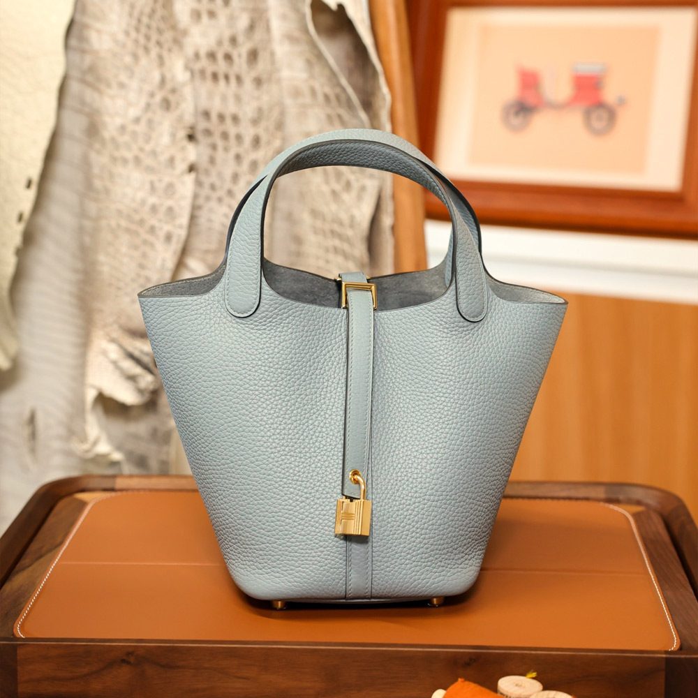 에르메스 올수공 피코탄 22 클레망스 블루페일 금장 하드웨어