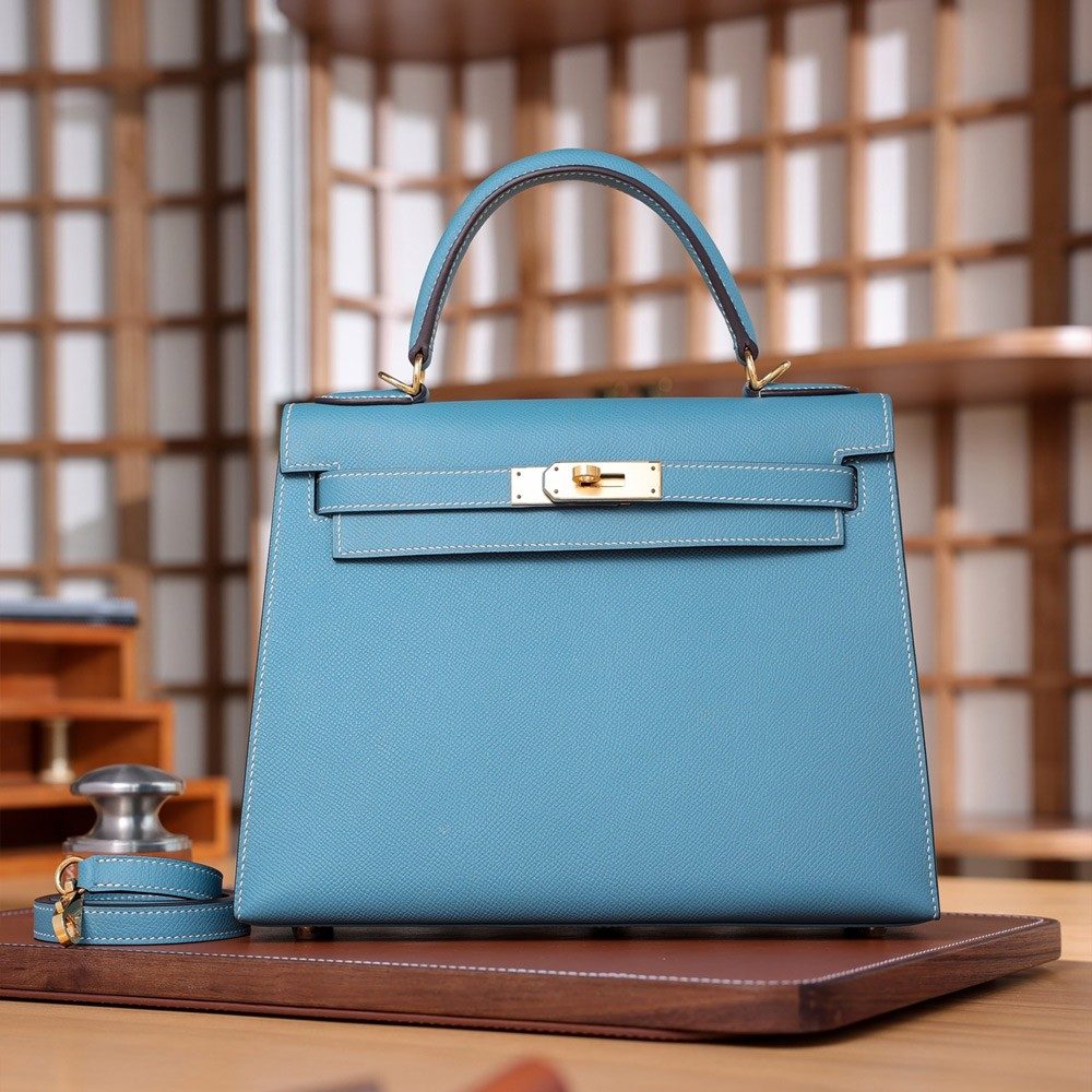 에르메스 올수공 켈리 28  앱송 블루드노드 골드 하드웨어