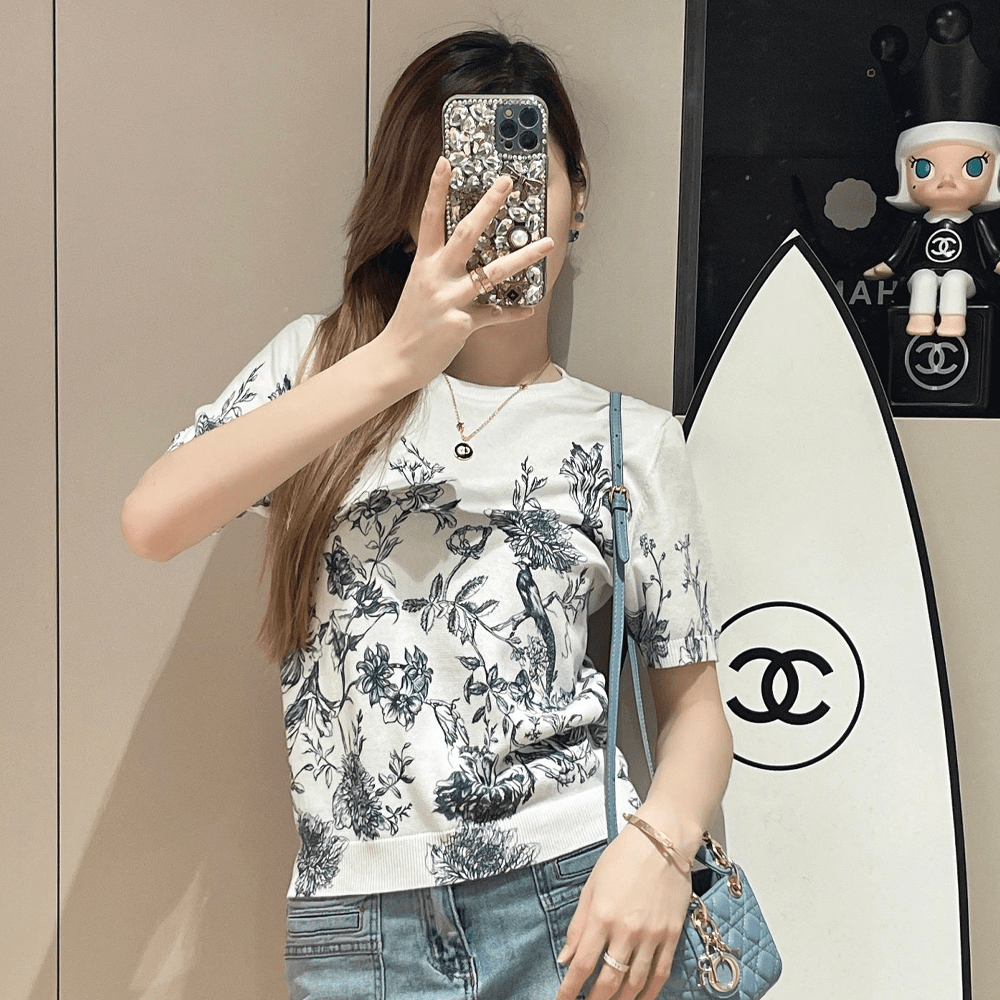 디올 24SS 꽃 프린팅 니트 반팔