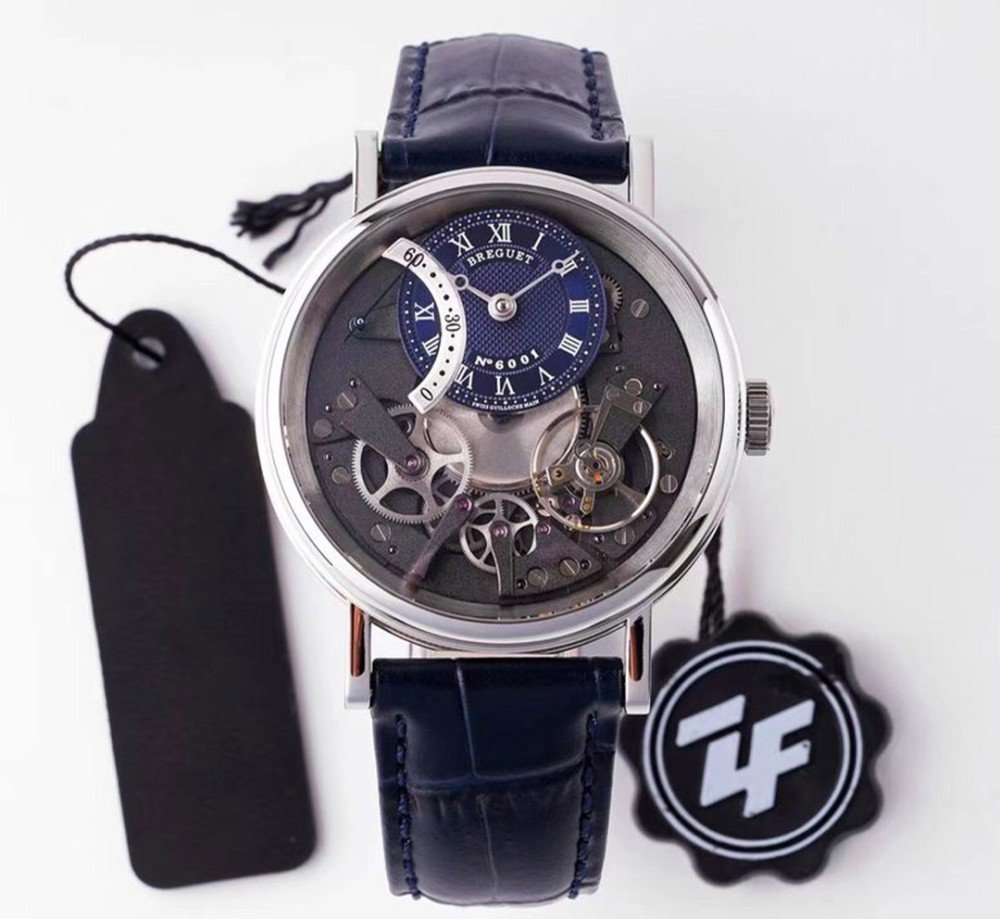 브레게 트래디션 레트로그레이드 블루 다이얼 레더 스트랩 40mm 7097BB/GY/9WU