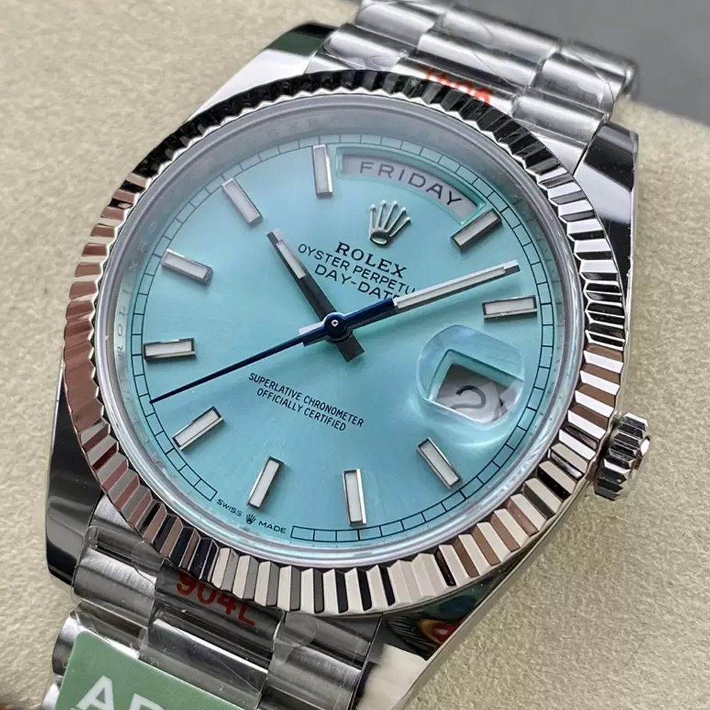 롤렉스 데이데이트 아이스블루 인덱스 다이얼 화이트골드 40mm m228236