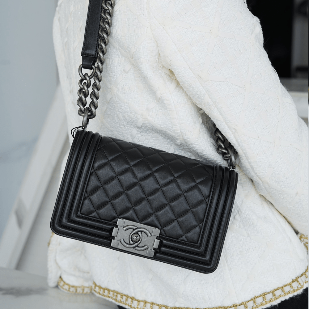 팬더샵 샤넬 램스킨 보이백 스몰 실버 버클