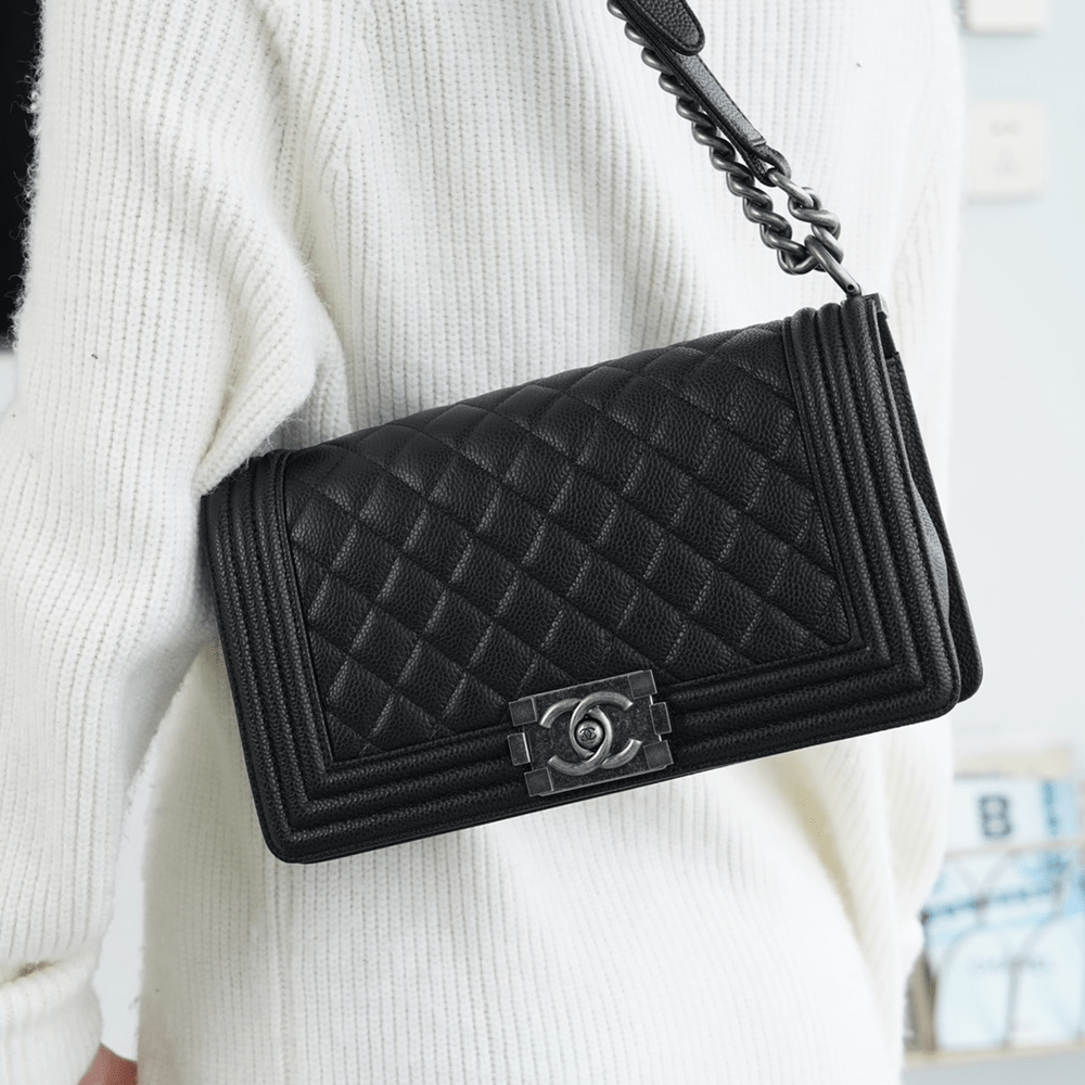 팬더샵 샤넬 캐비어 보이백 라지 실버 버클