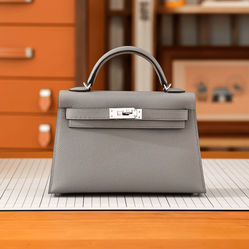 에르메스 올수공 미니 켈리  앱송 그레이 팔라듐 하드웨어