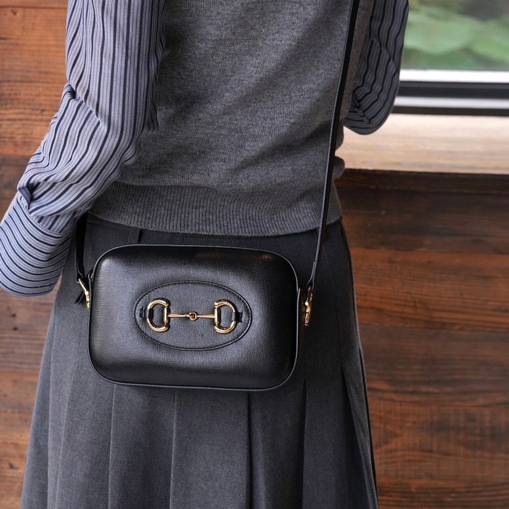 구찌 홀스빗 1955 스몰 숄더백 블랙 760196