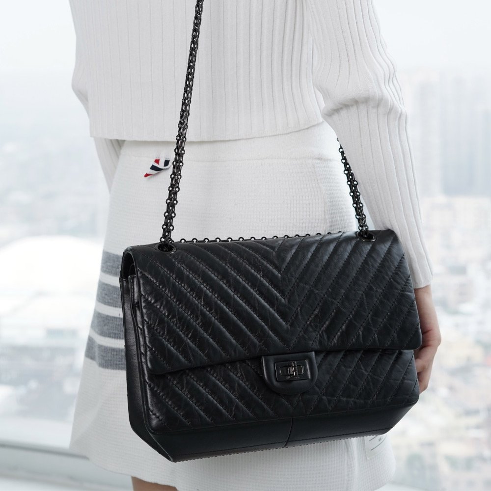 팬더샵 샤넬 2.55 플랩백 라지 빈티지 블랙 A37586