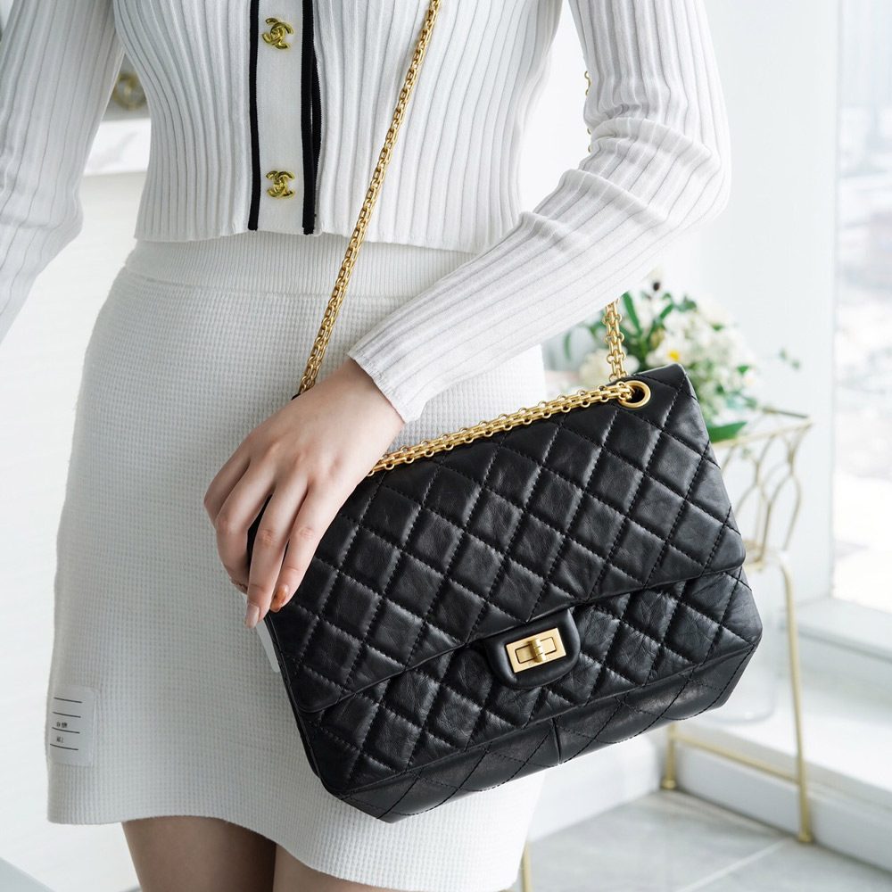 팬더샵 샤넬 2.55 플랩백 라지 빈티지 금장 A37586