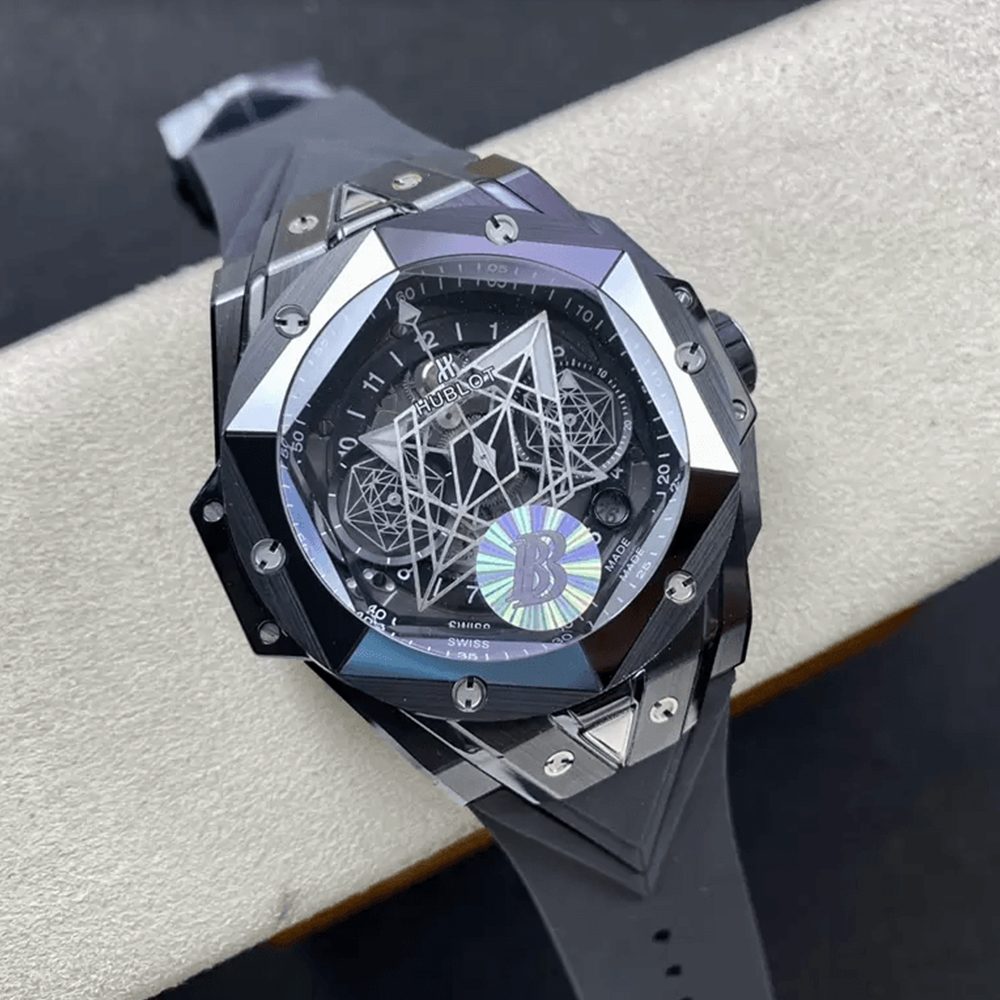 위블로 빅뱅 상 블루 II 세라믹 블랙 러버 스트랩 45mm 418.CX.1114.RX.MXM20