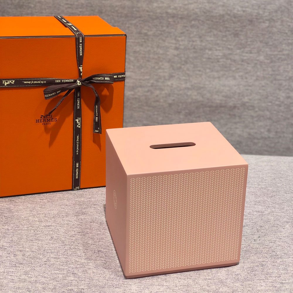 에르메스 핸드 페이팅 유광 티슈 박스 핑크