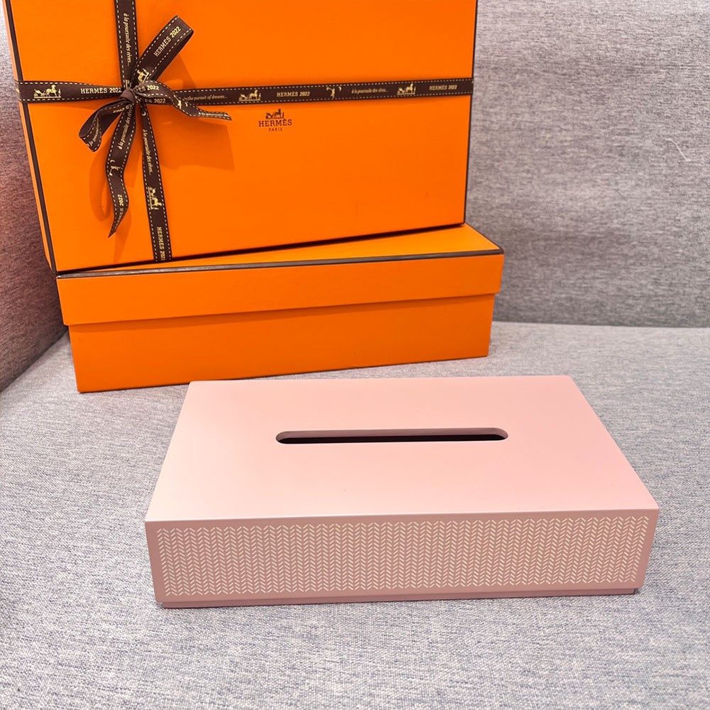 에르메스 핸드 페이팅 유광 티슈 박스 핑크